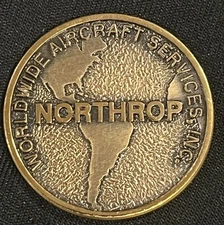 Northrop Worldwide Aircraft Services Brass Token Medallion Aviation Contractor