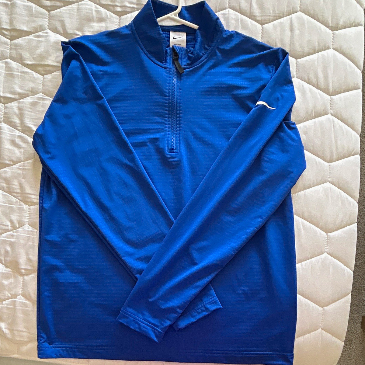 Nike Dri-FIT Men's 1/4 Zip Mock Neck Long Sleeve Blue Polyester Pullover M