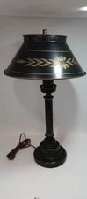 Vtg Tole Lamp Large Metal Black Gold Tin  21"