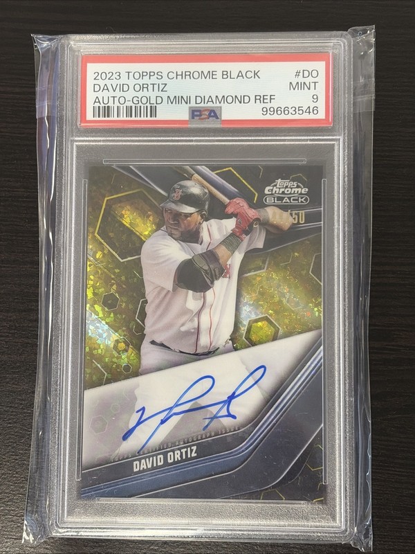 2023 Topps Chrome Black David Ortiz Auto Gold /50 Mini Diamond PSA 9 Hard Signed