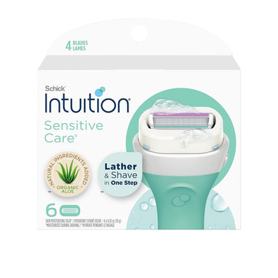 Women Razor Blade Refills Sensitive Skin with Aloe Moisturizing Bars 6 Count