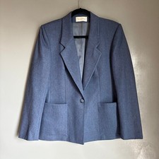 Vintage EVAN PICONE Women's 10 Blue Wool Blend Blazer Classic Retro Colorful