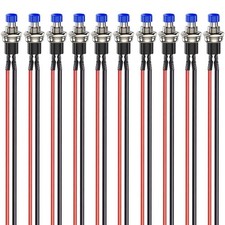 10pcs 7mm Prewired Mini Momentary Push Button 3V-6V-12V-24V-230V/1A 2 Pin Blue 