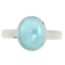 Natural Larimar Dominican Republic 925 Sterling Silver Ring s.7 Jewelry R-1001