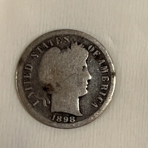 1898 S Silver Barber Dime- Good Details, Full Date B07