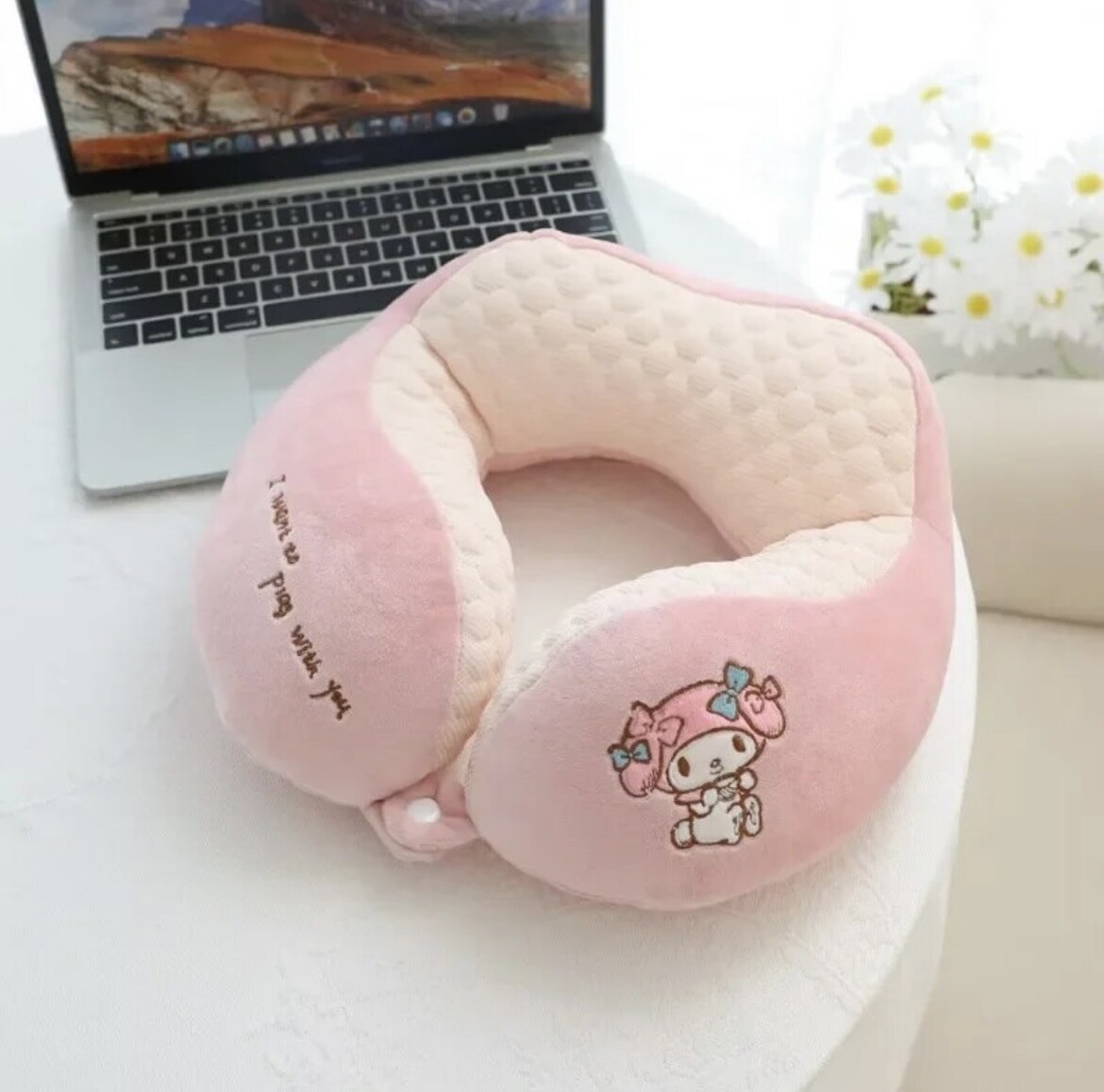 1PC My Melody Kuromi Cinnamoroll  U-shaped Cotton Neck Pillow For Travel Comfort
