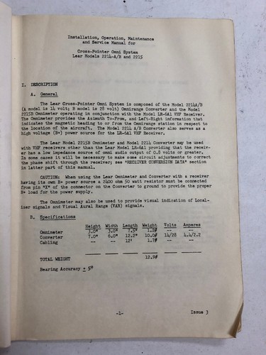 Lear Cross-Pointer Omnirange System Install,Ops. Maint.Service Manual Original - Bild 3 von 12