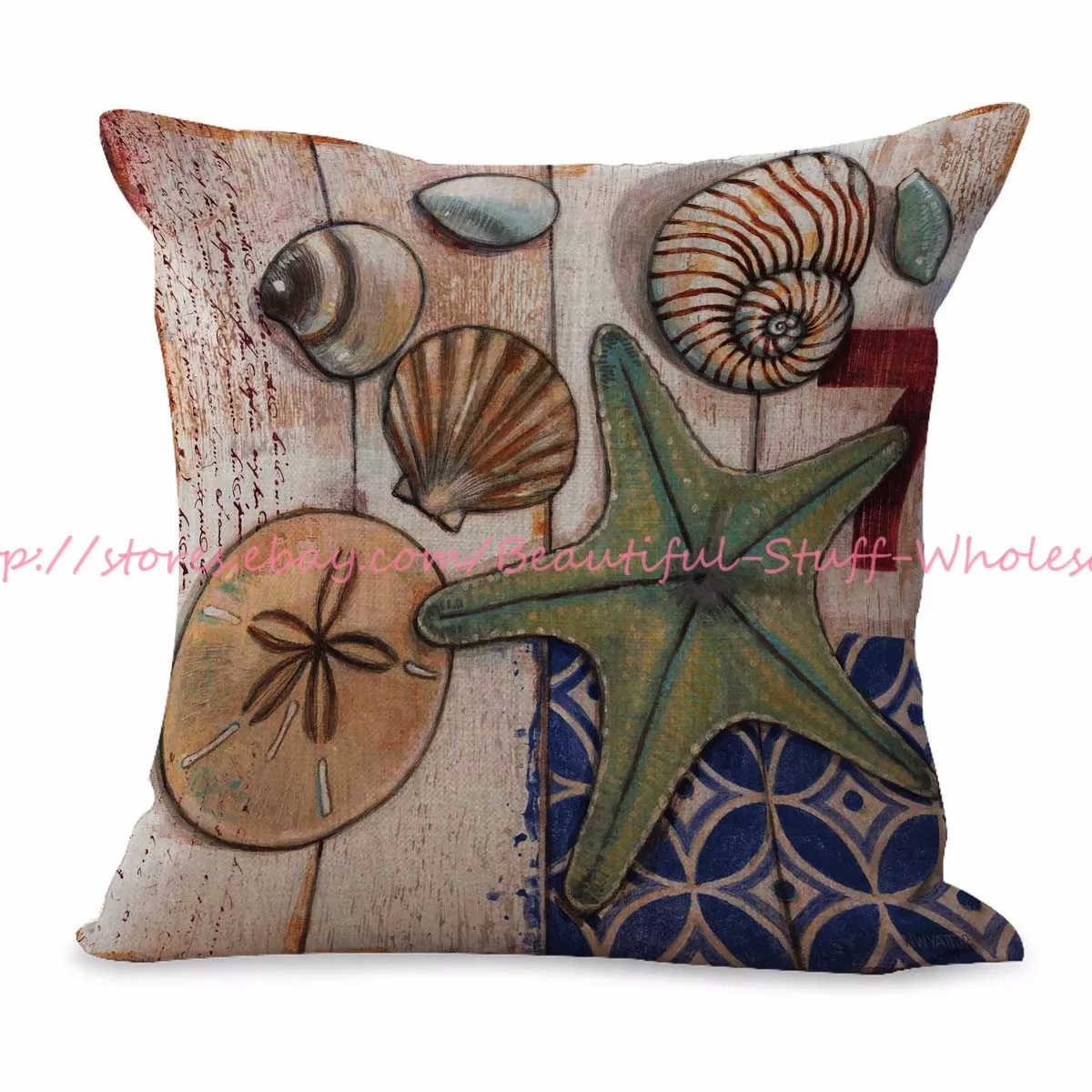 ocean beach seaside seashell starfish cushion cover cheap cute pillows