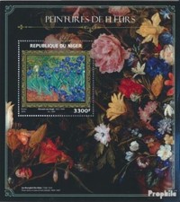 niger bloc-feuillet 575 (complète. Edition.) neuf 2016 Fleurs sur peintures