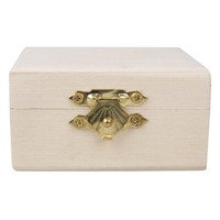 Holz Schatulle KäStchen Box Schachtel 7,5X7,5X4Cm Natur Rohholz Mit Verschluss