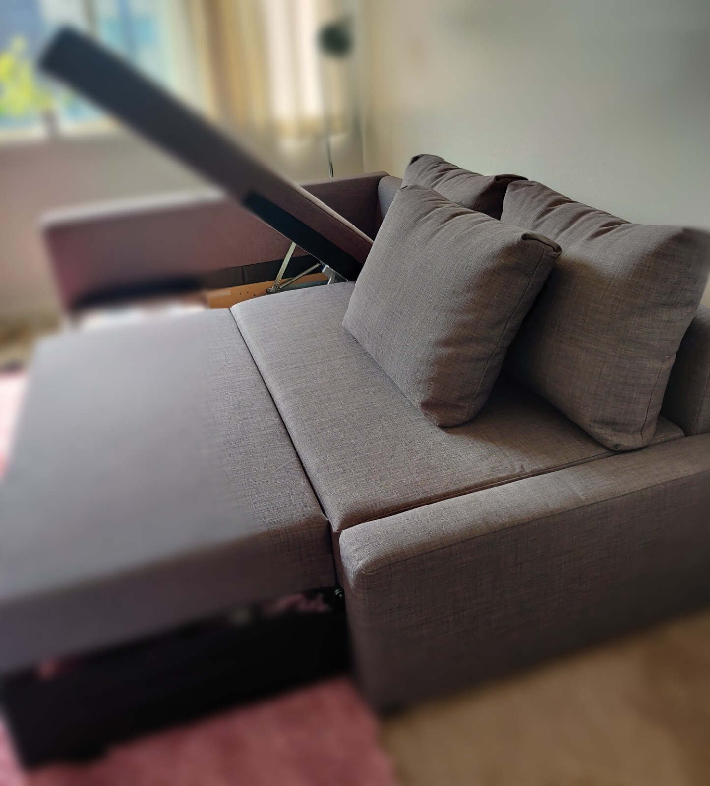 Slightly Used IKEA FRIHETEN Dark Grey Sectional Convertible Couch for