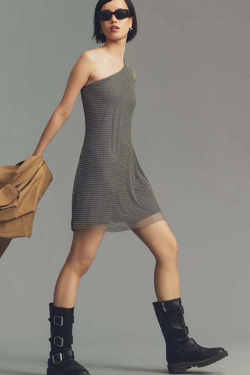 sunday in brooklyn sheer mesh dress Sunday in Brooklyn Mesh Shine Slim Midi Dress