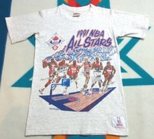 Vintage 1991 NBA All Star Game Caricature Shirt Made In USA Jordan Bird Small