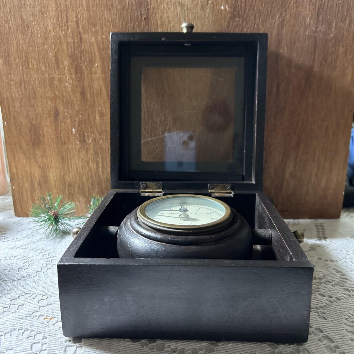 Imperial Clock Works Birmingham 1792 Mantel Clock In Wooden Box
