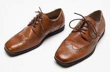 Boy's Florsheim Brown Leather Dress Shoes Kid's Wingtip Oxford Size US 4.5 M