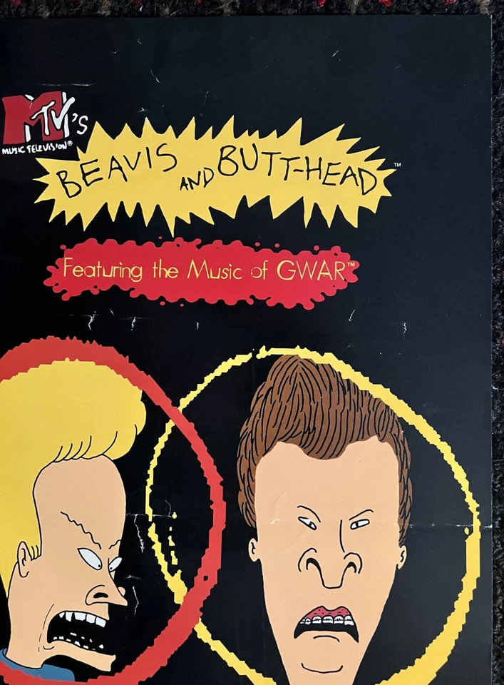 BEAVIS and BUTTHEAD video game Rare GWAR version 11x19 promo poster 1994 Mtv - Image 3 of 4