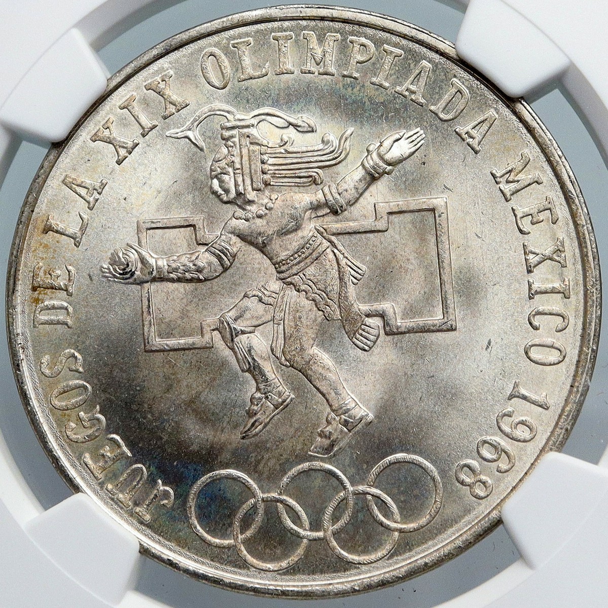 1968 Mexico XIX Olympic Games AZTEC Ball Player 25 Pesos Silver