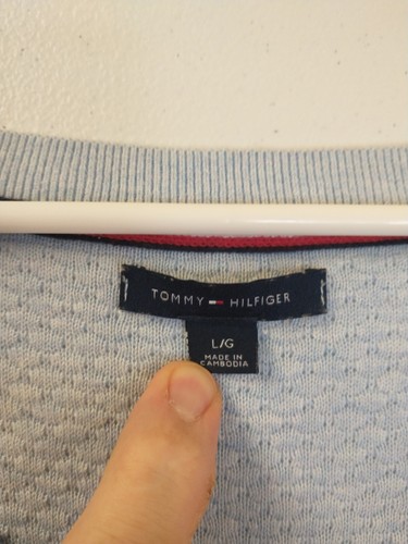 TOMMY HILFIGER Women's Light Blue Long Sleeve V-Neck Size Large - Picture 2 of 6