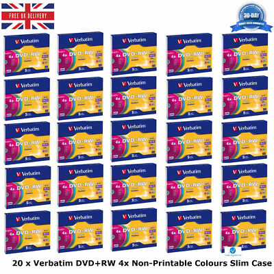20 x (5er Pack) Verbatim DVD+RW 4x nicht bedruckbar (5 Discs in Slim Jewel Case)