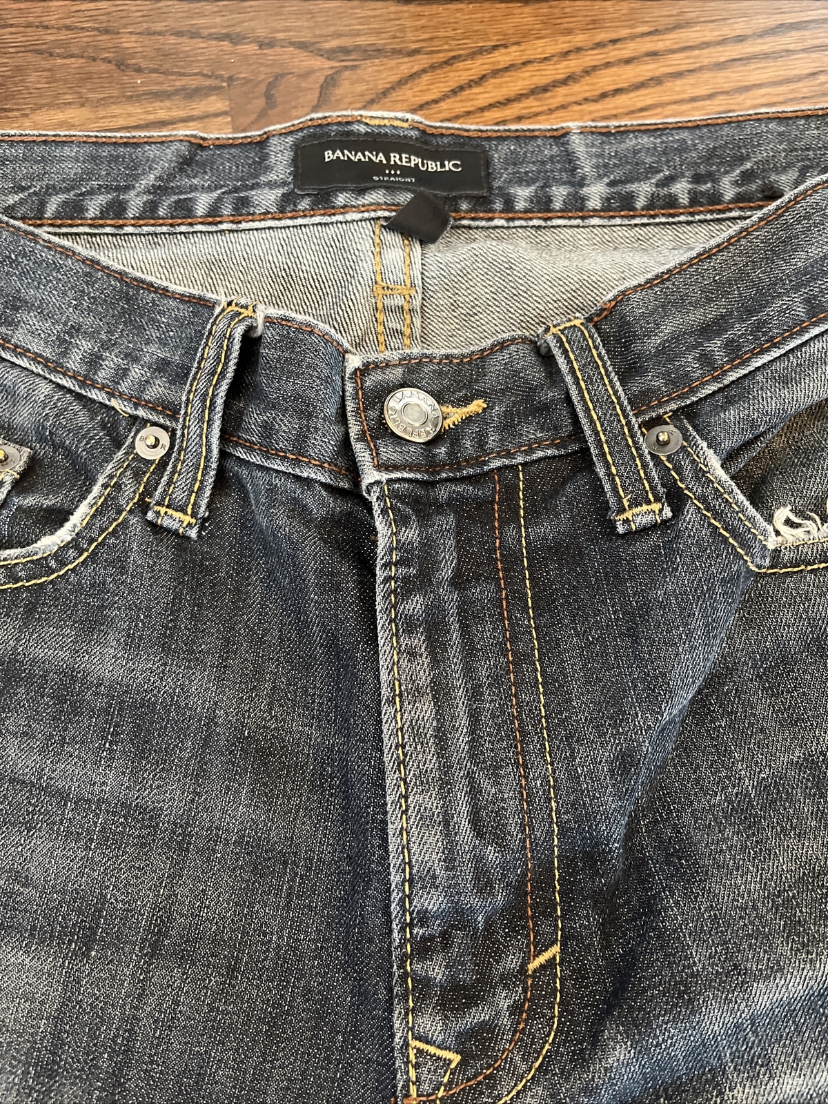 BANANA REPUBLIC Men 31x31 (tag 31x32) Straight Fit Jeans Dark Blue - View 5