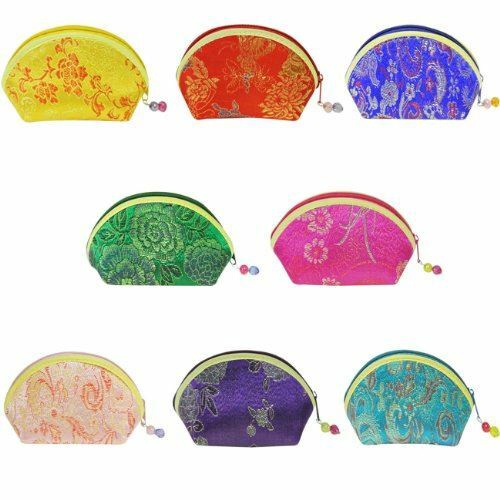 Wrapables Silk Embroidered Brocade Gift Jewelry Coin Pouch Purse, Set of 8 - Picture 1 of 4
