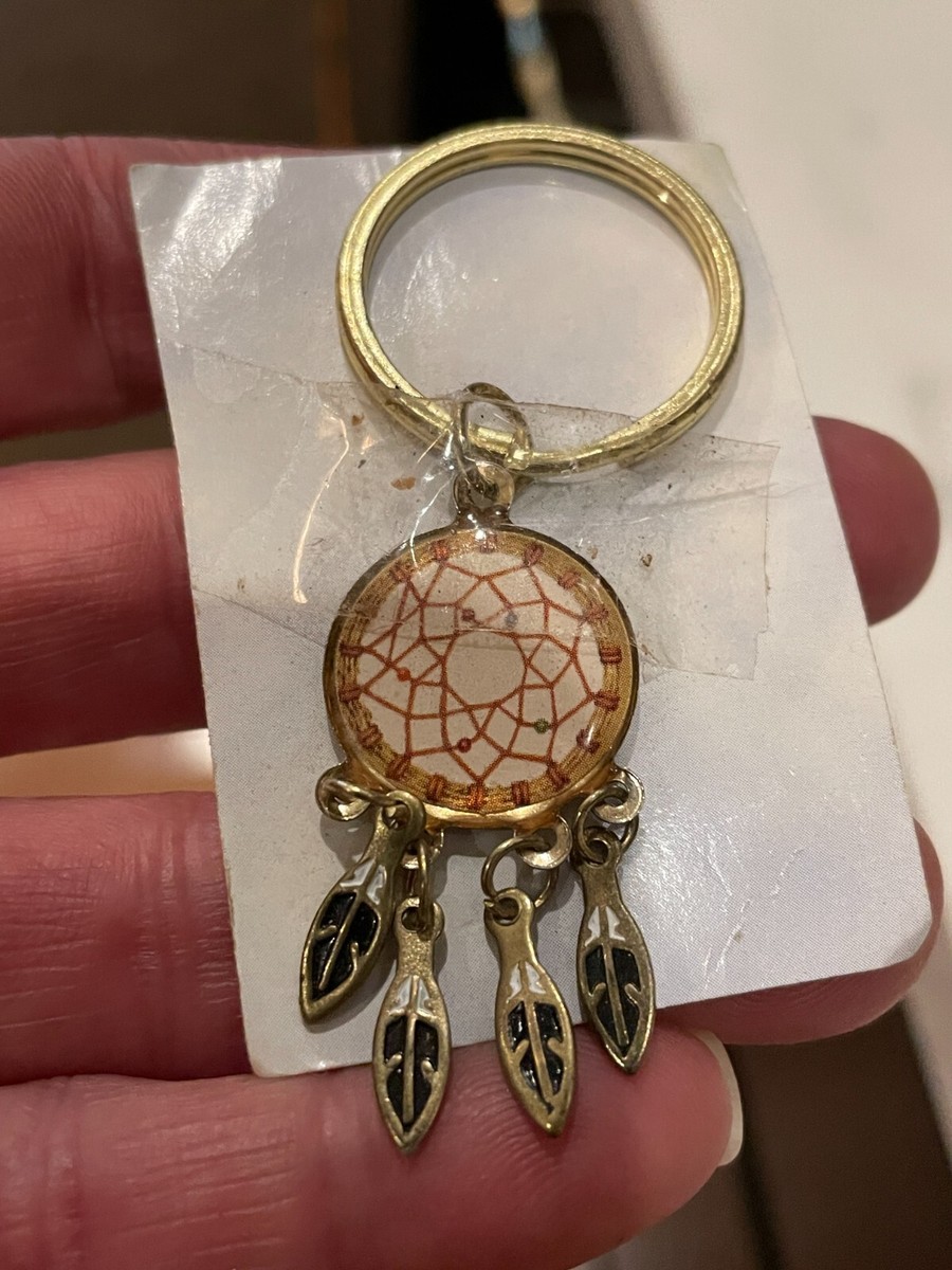 Medicine Wheel Keychain W Metal Feather Charms Key Chain VTG | eBay