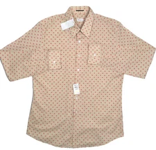 NEW $480 Paul Smith Runway Couture Shirt!  Tan With Red Design  SLIM FIT  ITALY