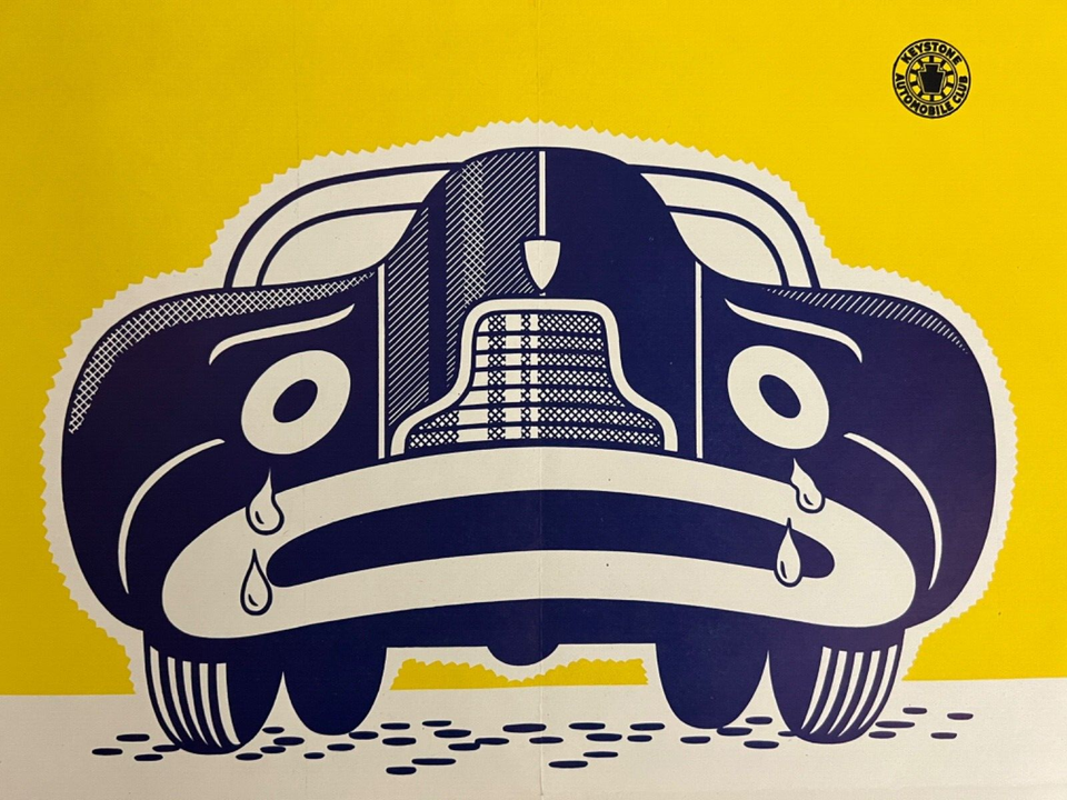 Original Safety Poster Keystone Automobile Car Club Careless Bicycle ...