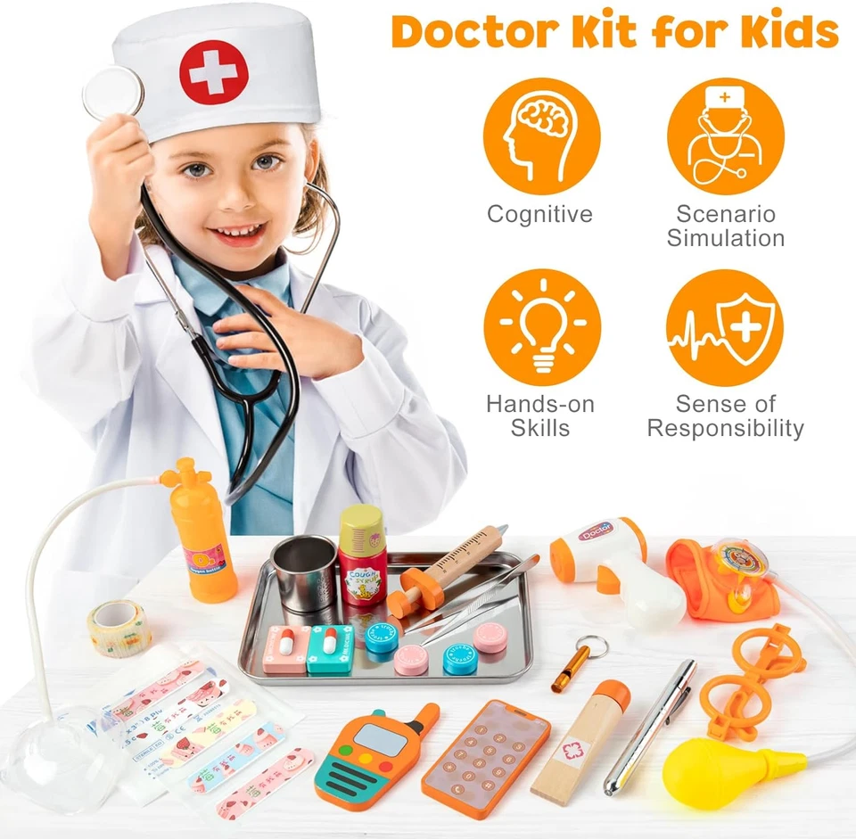 Kit de médico para niños, 34 piezas Kit de juego de médico para niños pequeños 3-5 con Medica Foto 2 de 4