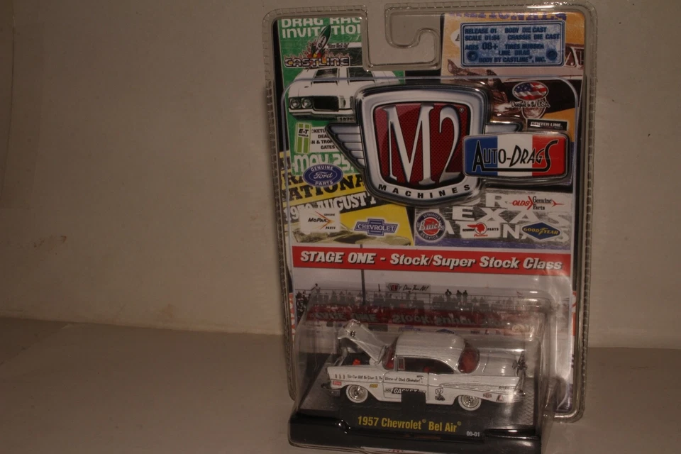 M2 AUTO-DRAGS 1957 CHEVROLET BEL AIR, WHITE, MR. GASKET, 1:64, NIB - Image 2 of 4