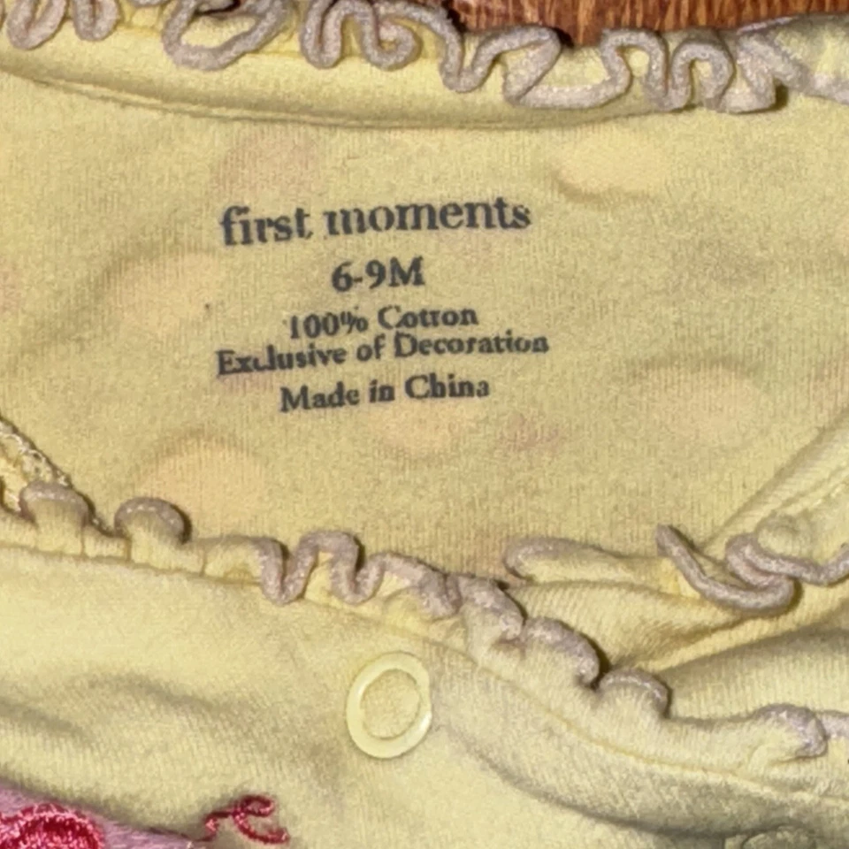 Body Amarillo Lovebug Volantes 6-9 Meses Niñas 100% Algodón Envío Gratis Foto 4 de 4