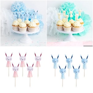 6 Baby Shower Cake Toppers Mint Blue Pink Cupcake Decoration