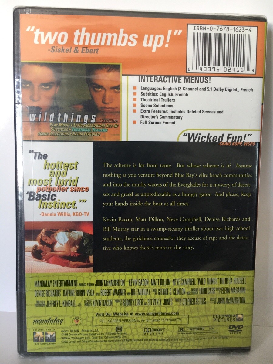 Wild Things (DVD, 1998) Kevin Bacon! Matt Dillon! Neve Campbell