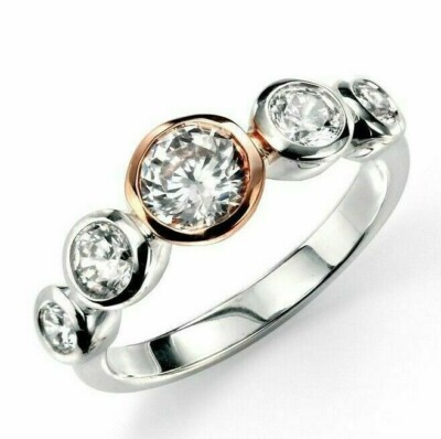 Sterling Silber Ewigkeit Jubiläum Ring Rosegold Rub Over Set Größen K - S