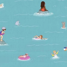 Michael Miller Fabrics~Swimming (Aqua)~Sunshine & Sandcastles~DC11086~BTY