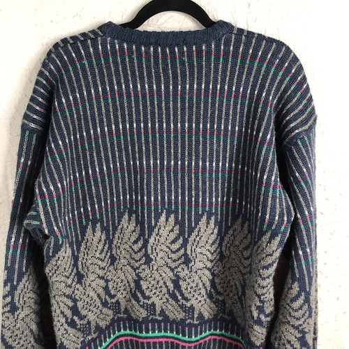 Vintage Wrangler Sweater Mens XLColorblock Chunky Knit Long Sleeve Acrylic Retro - Picture 17 of 18