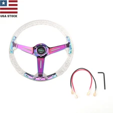 Neo Chrome Transparent Colorless Acrylic 350mm/14” Racing Sports Steering Wheel 