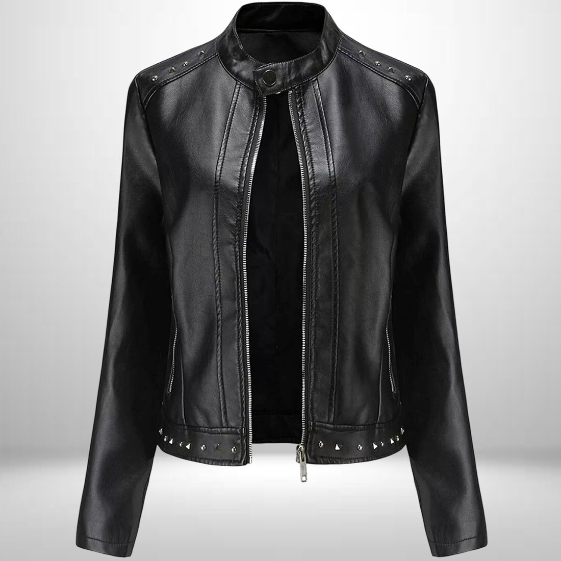 Classic Women's Genuine Black Lambskin Real Leather Jacket Slim fit Biker