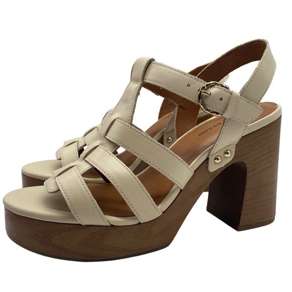 Lucky Brand Womens Shoes Imana Sandals Ivory Leather Platform