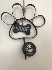Black Metal Dog Leash Holder- Sign Hook New Woof