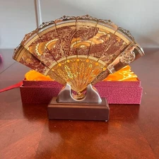Chinese Style Decorations  Golden Metal Fan Display