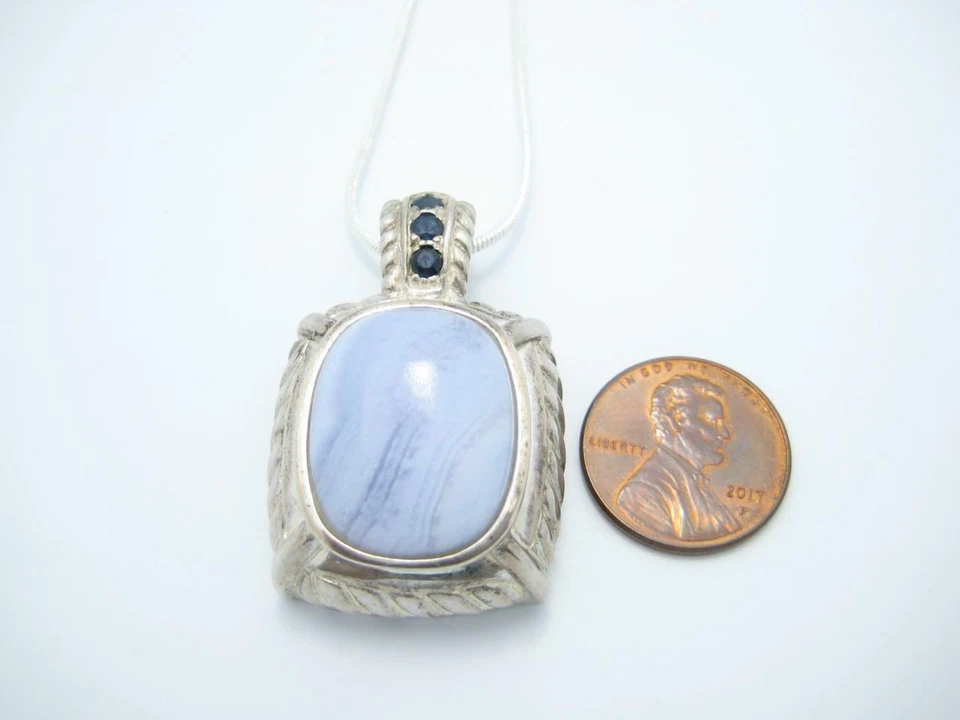 Collar potenciador colgante de zafiro ágata azul esterlina Judith Ripka 22" - A Foto 3 de 4