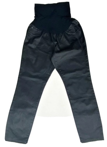 Indigo Blue Secret Fit Belly Coated Black Denim Skinny Maternity Jeans Women's - Picture 6 of 8