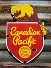 VINTAGE CANADIAN PACIFIC RAILWAY PORCELAIN SIGN OLD TRAIN RAILROAD CANADA BEAVER