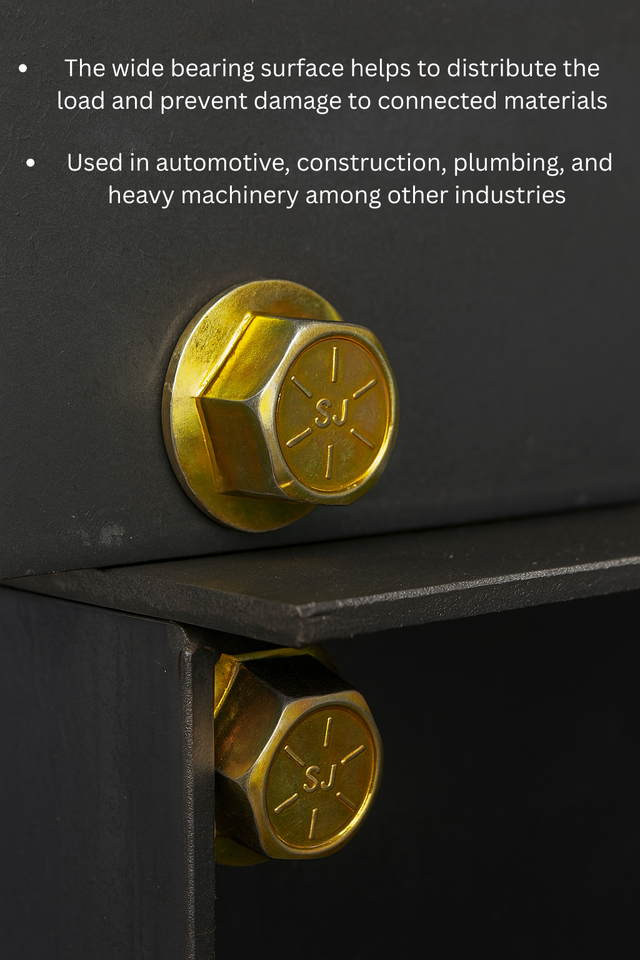 Lot De 100 Boulons à Bride Hexagonaux 3/8-16x1 Grade 8 - Zinc Jaune Trivalent, Acier Haute Résistance