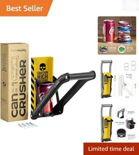 Sturdy Wall-Mounted Can Crusher with Rubber Base - Ideal for 12 oz & 16 oz Cans