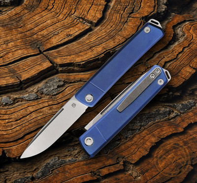 Medford Gentleman Jack Folding Knife 3'' S45VN Steel Blade Blue Titanium Handle