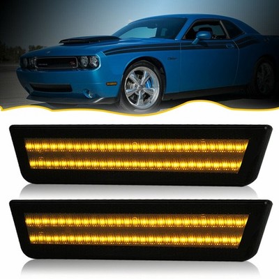 For 2008-2014 Dodge Challenger 2X Front LED Side Marker Turn Signal Lights Amber