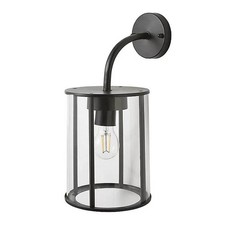 Image of LED Wall Light Outdoor Matt Black Weatherproof Metal GLS Bulb 42W IP44 (Dia)21cm