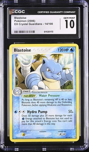 CGC 10 GEM MINT Blastoise 2006 EX Crystal Guardians 14/100 Pokemon Card